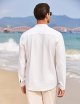 Men's Linen Henley Shirt Long Sleeve Casual  Cotton Beach T Shirts