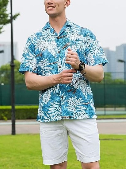 Hawaiian Shirts for Men Short Sleeve Regular Fit Mens Floral Shirts